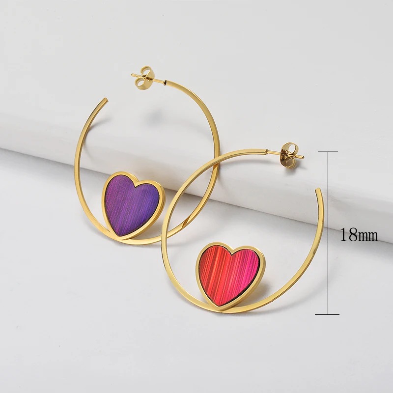 Женские серьги-кольца Baoyan большие круглые серьги из нержавеющей стали золотого