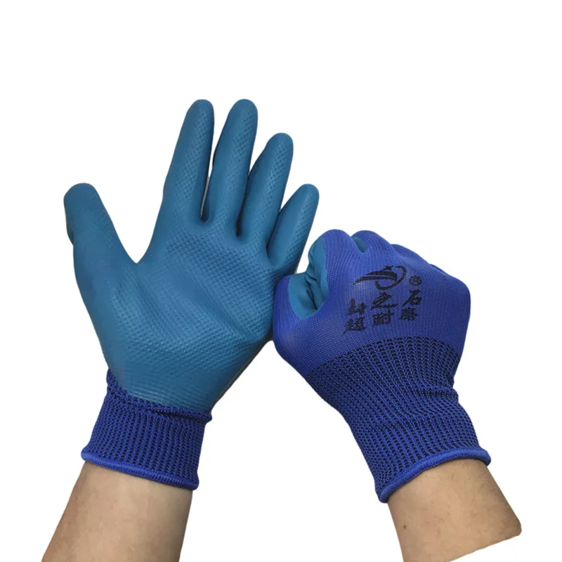 

Latex embossed gloves thickening grain physical embossing anti sliding work pure rubber gloves latex labor protection gloves