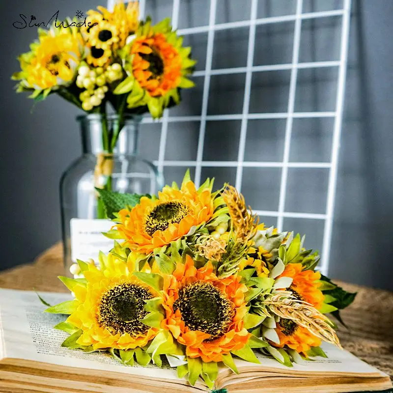 SunMade уникальный букет подсолнухов осений декор украшение для гостиной