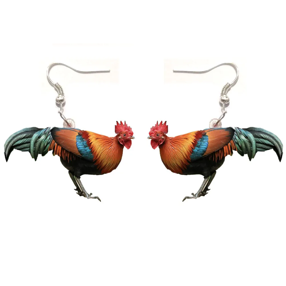 

Cock Rooster Chicken Acrylic Earrings Fashion Women Ladies Girl Gift Jewelry Dangle Pendant Big Drop Fly Wing Earring Lady Party