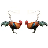 cock rooster chicken acrylic earrings fashion women ladies girl gift jewelry dangle pendant big drop fly wing earring lady party