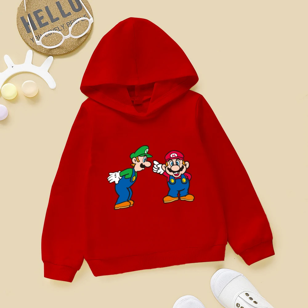 

Super Mario Crazy Adventure Game hoodies for teen girls Sweatshirt Costume kids Cartoon Children's wear Clothes Streetwear