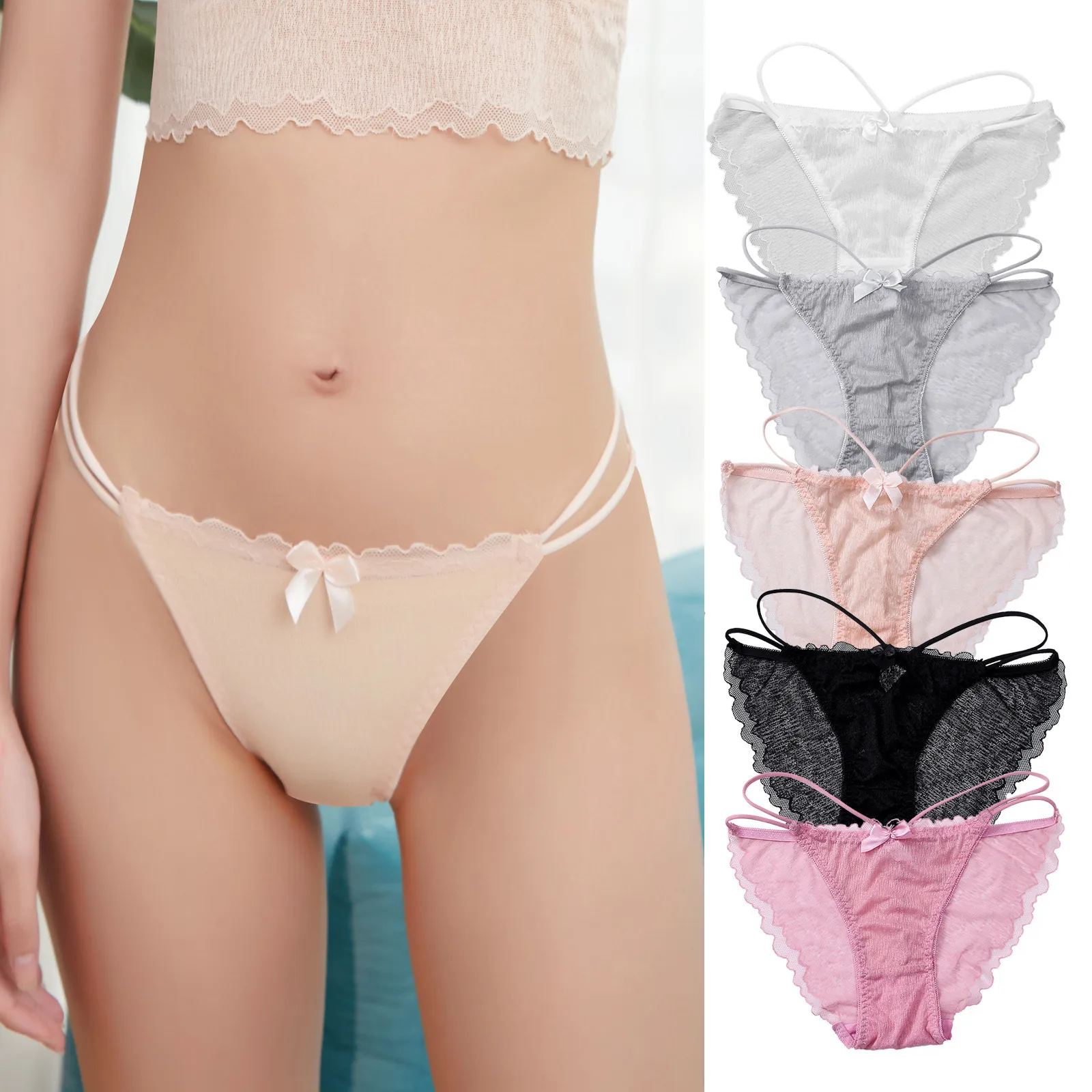 

1PC Sexy Thong Panties For Woman Underwear Lace Breathable Soft Lingerie Female Panty Solid Panties Transparent Women's Panties