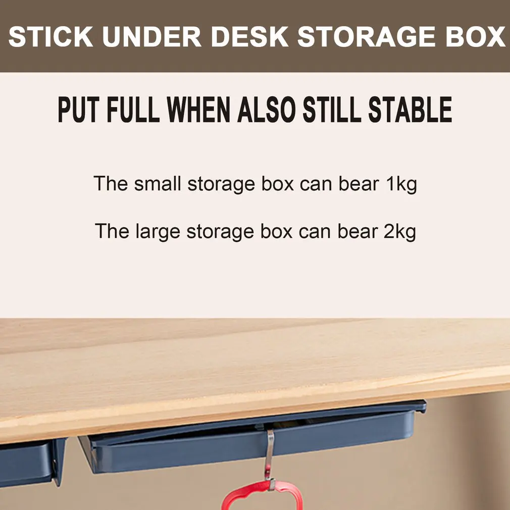 

1PC Drawer Self-adhesive Plastic Under Desk Table Storage Drawer Portable Memo Pen Stationery Storage Box Case for Hmoe Office