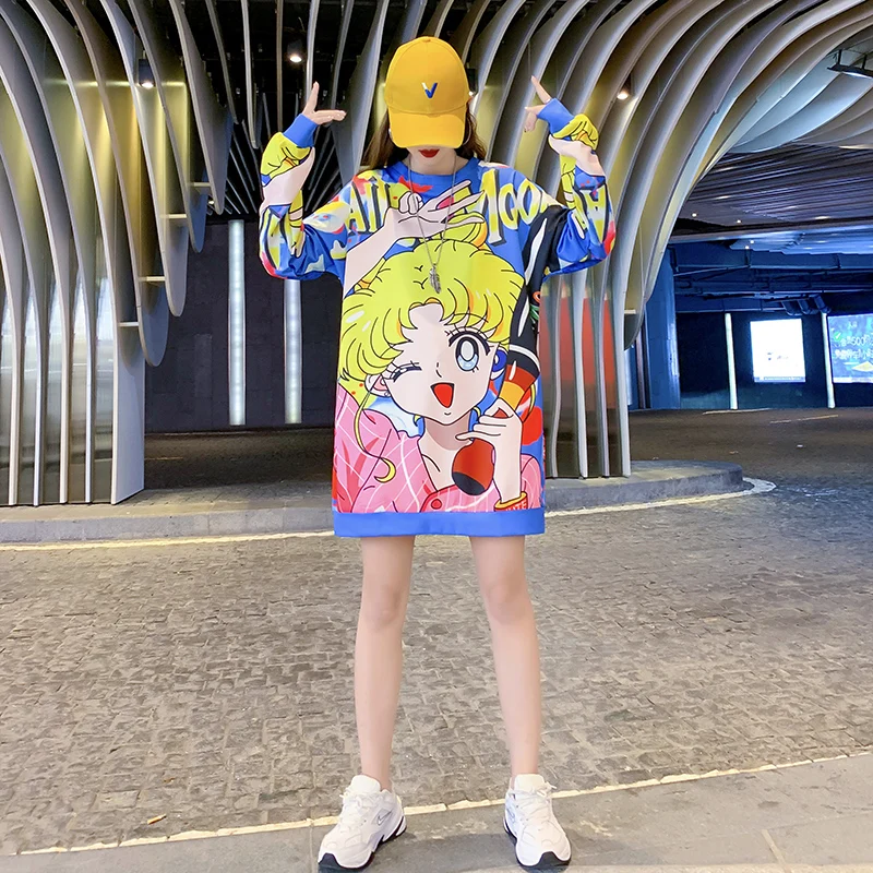 

Oversized Cartoon Sweatshirt Women Casual Streetwear 2021 Spring Autumn Plus Size Hoodies Long Sleeve Pullover Female Cute Top