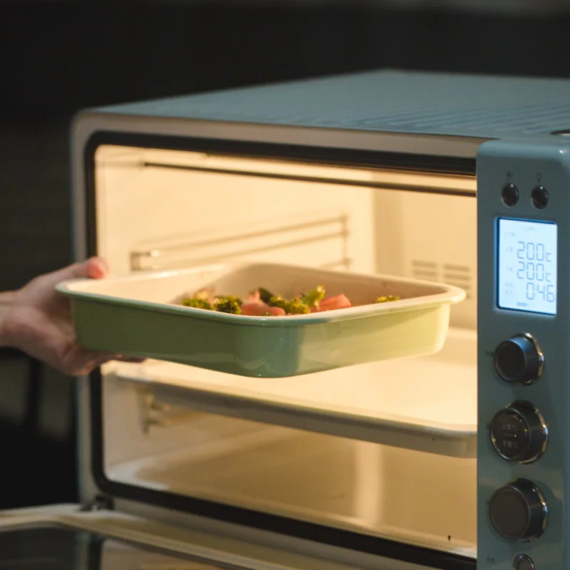 Японская фарфоровая эмалированная форма для выпечки прямоугольная тарелка