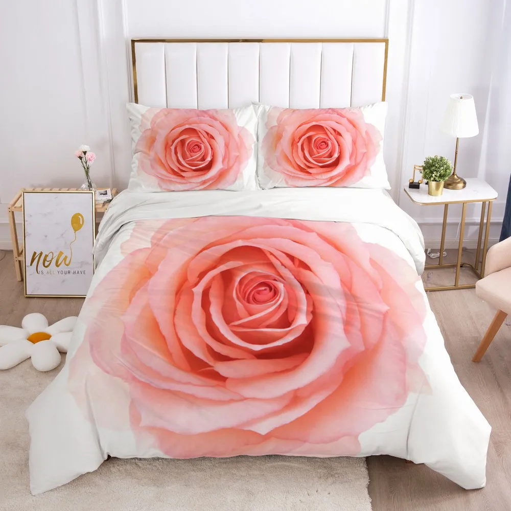 

3D Flowers Design Custom Bedding Sets Duvet Cover Set Bed Bedding Bags Pillow Cases Twin Full Double Size Home Textile