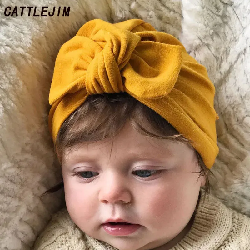 New Baby Hat for Boys Girls Bow Cotton Turban Hats Beanie Caps Infant Toddler Photography Props Kids Beanies Cap | Детская одежда и
