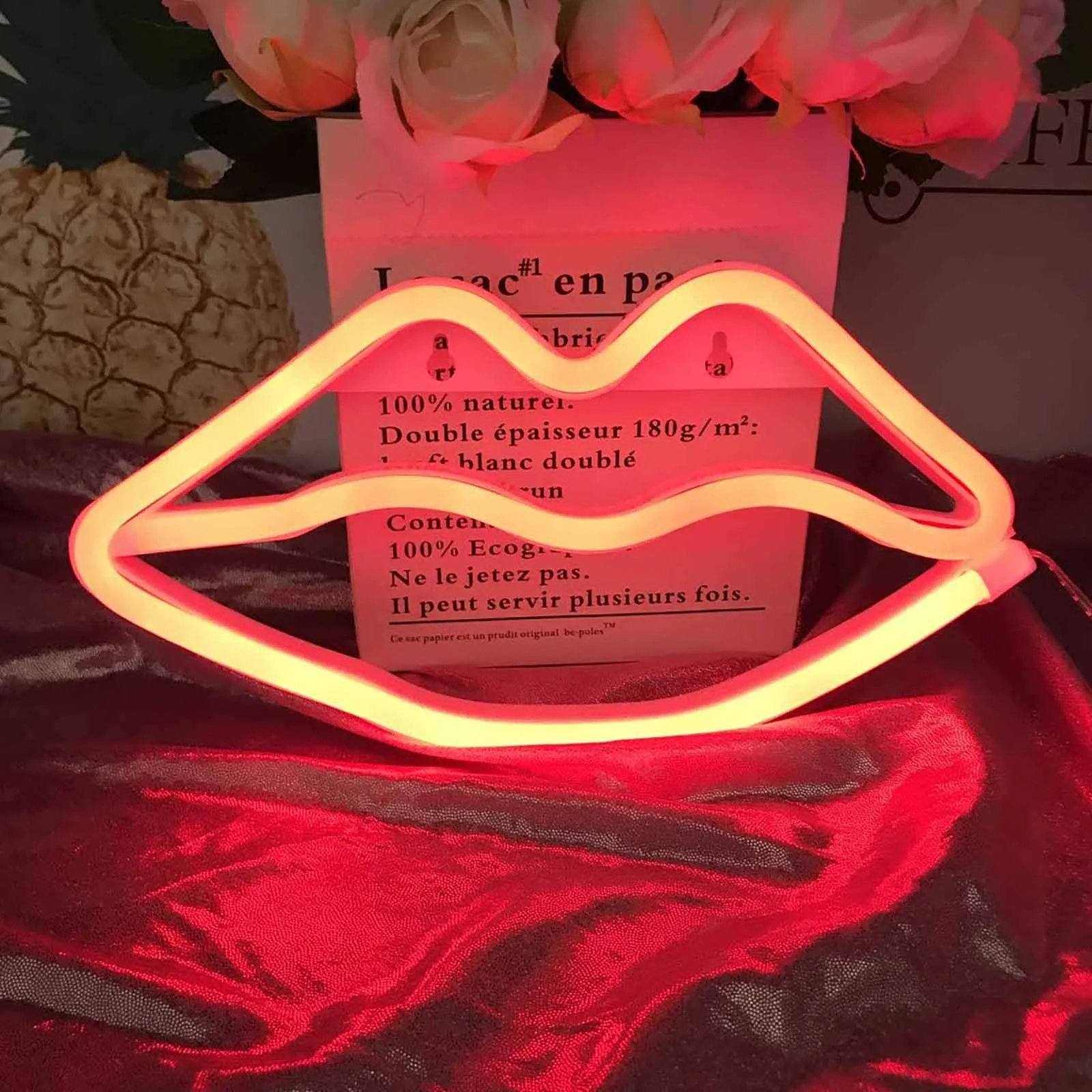 Светодиодная неоновая вывеска ночник светильник для губ украшение на стену