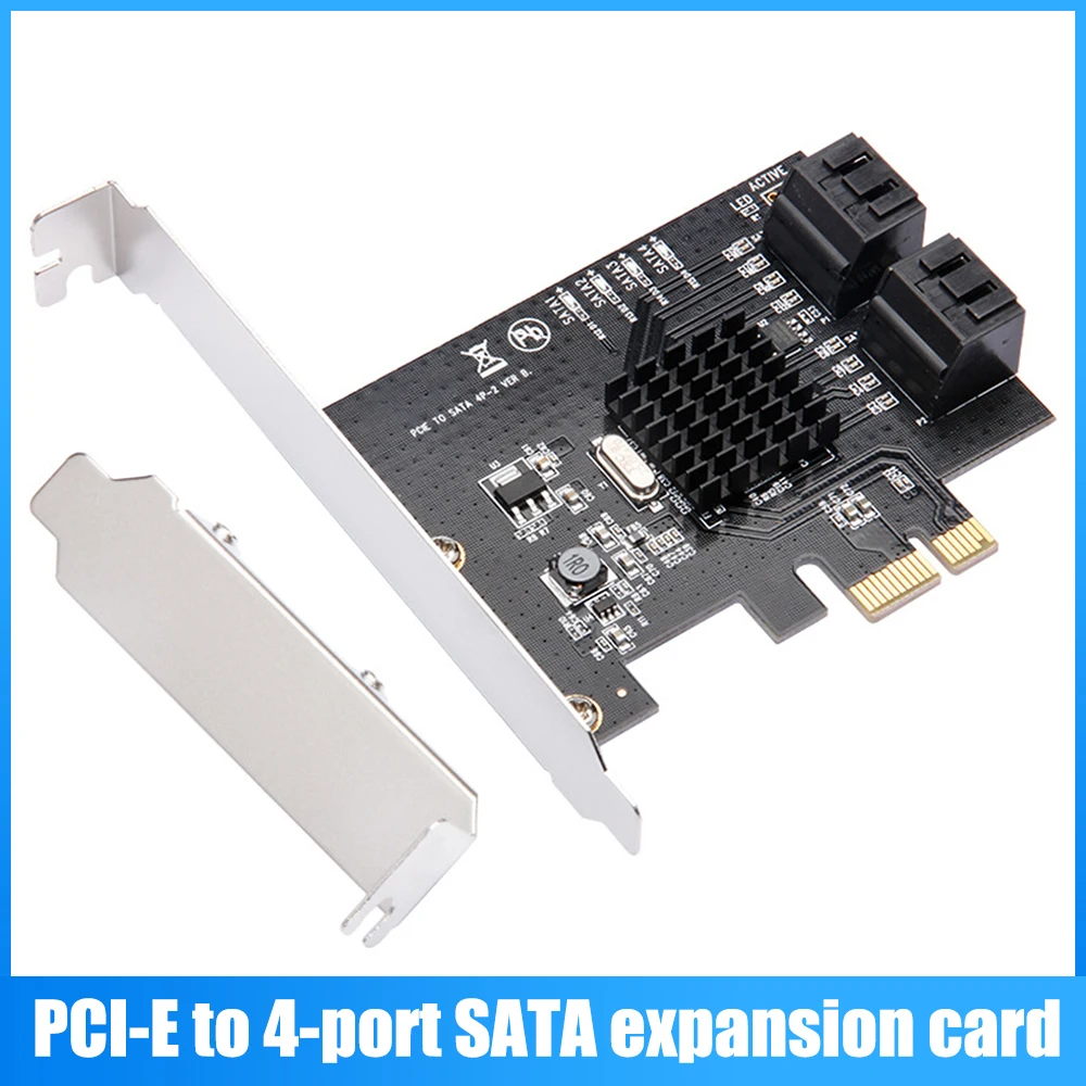 PCI-E to SATA Expansion Card Internal Adapter Converter 4 Port SATA3.0 Expansion Card Support Hot Plug Heat Exchange
