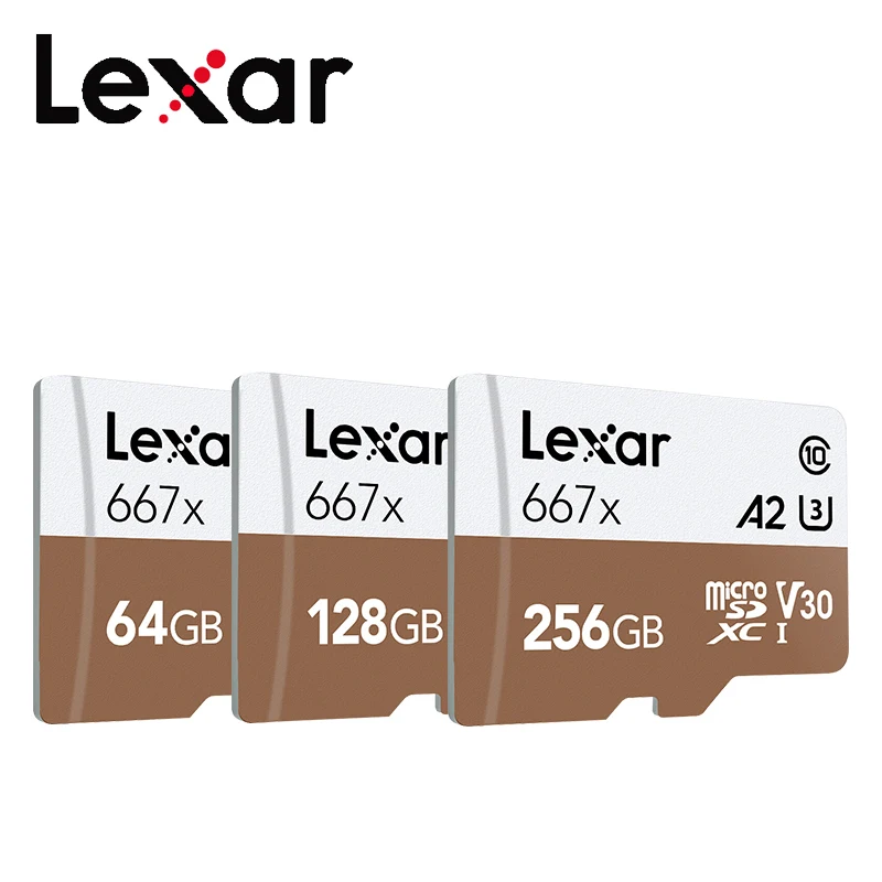 Оригинальная карта памяти Lexar A2 667x SDXC Micro SD карта 64 Гб 128 ГБ 256 ГБ A2 U3 V30 C10 TF карта для 4K видео microsd флэш-карты