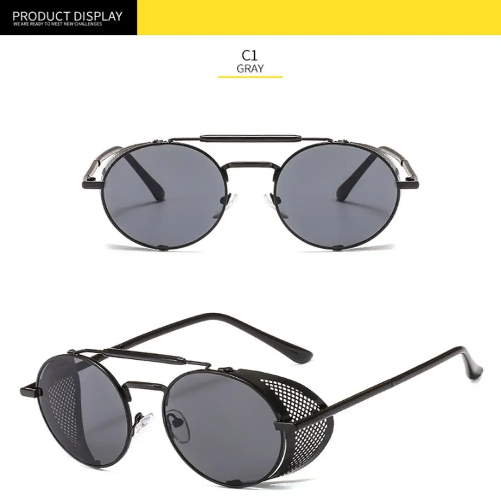 Ретро стимпанк дизайнерские солнцезащитные очки круглые для мужчин и женщин UV400