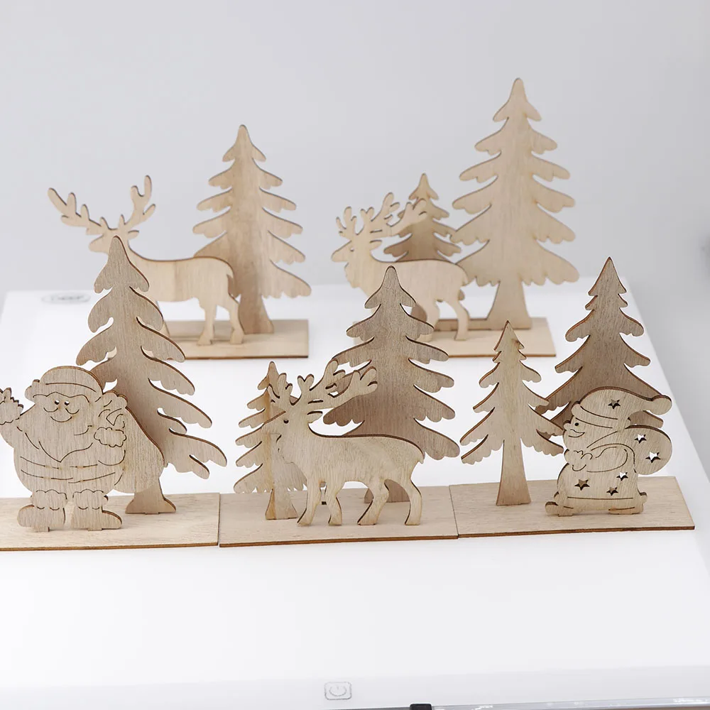 1 Набор 3D креативные рождественские украшения деревянные поделки сделай сам для