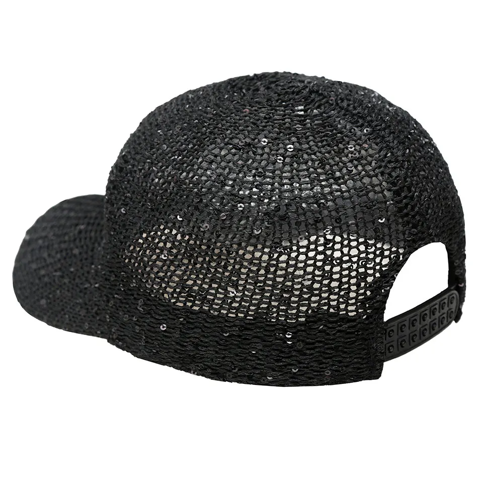 Fashion Casual Shiny Baseball Cap Women's Sequin Knitted Outdoor Hat Women's Solid Breathable Shade Baseball Hat