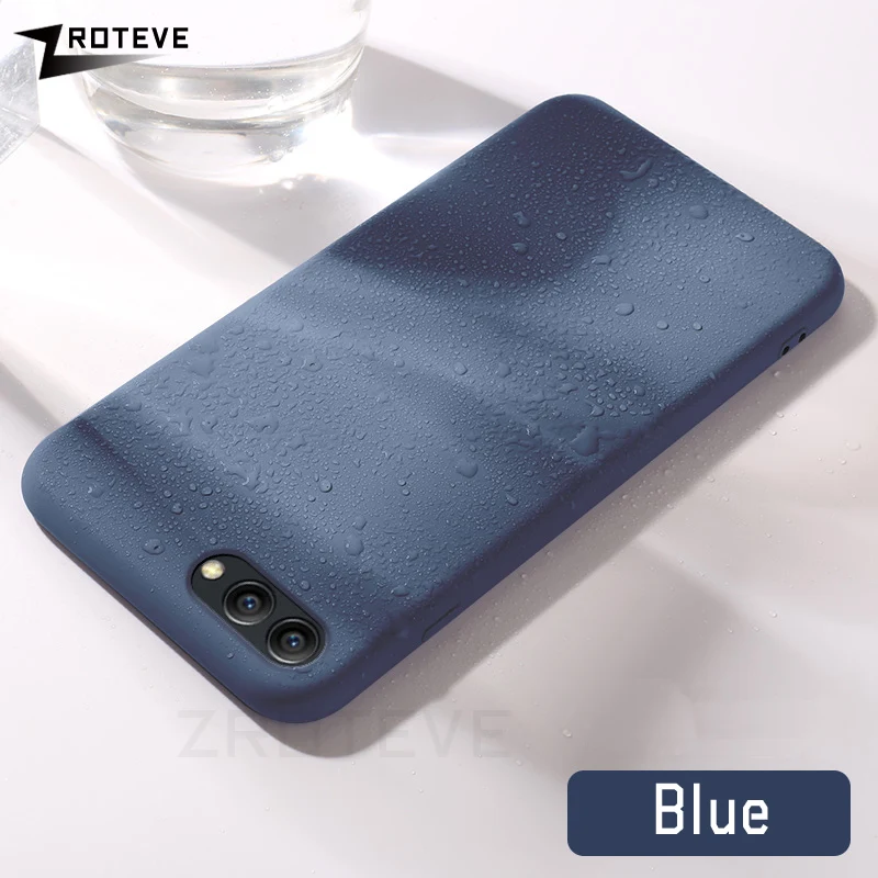 Синий Honor 10 чехол ZROTEVE жидкий силиконовый чехол для huawei Honor 9X8 9 10 Lite чехол Гладкий чехол для huawei View 20 V20 V10 V9 чехол - Цвет: Синий
