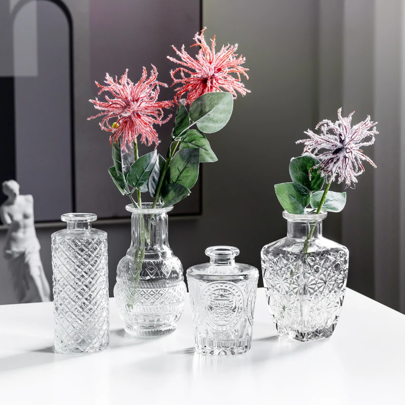 

Glass Relief Vase Decoration Home Norbic Tabletop Flower Vase Decoracion Salon Casa декор для кухни Vase Miroir