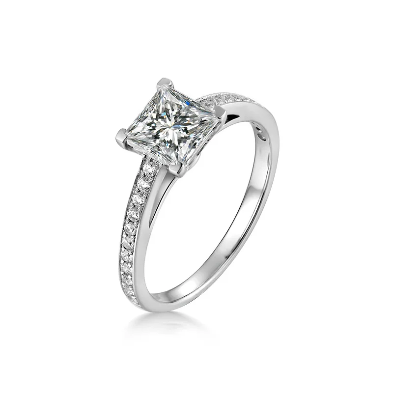 Изящные обручальные кольца из настоящего белого золота 18 К Moissanite 0.8ct для женщин