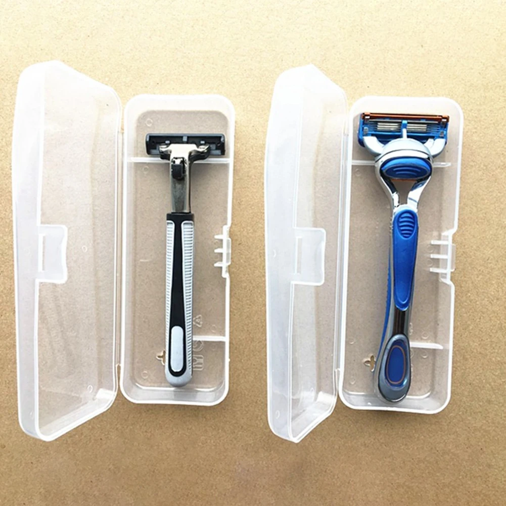 

Transparent Razor Storage Box Portable Lightweight Razor Holder Protector Case for Men Home Travel Bathroom Use Razor Organizer