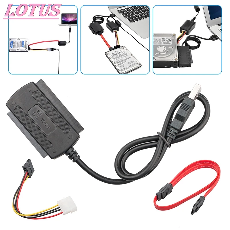 

1PCS NEW SATA/PATA/IDE Drive To USB 2.0 Adapter Converter Cable For 2.5 / 3.5 Inch Hard Drive With 4 Pin Power Cable HOT SELL