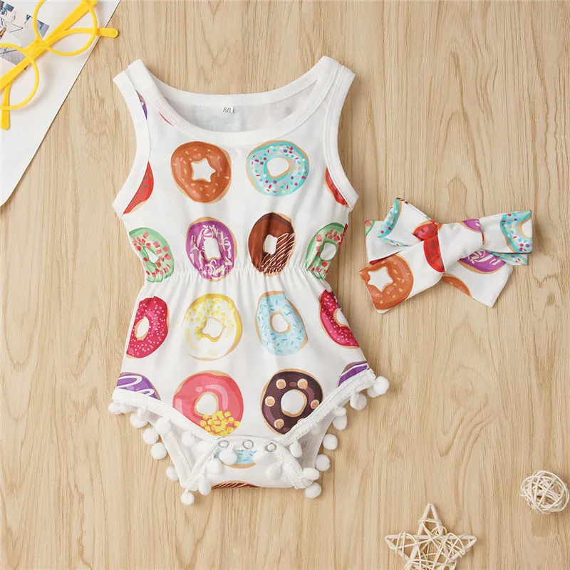 Летняя одежда для маленьких девочек комбинезоны с кисточками без рукавов