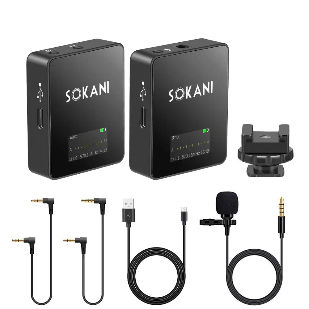 Беспроводной микрофон SOKANI TINY UHF компактный видеомикрофон для iPhone Huawei Xiaomi