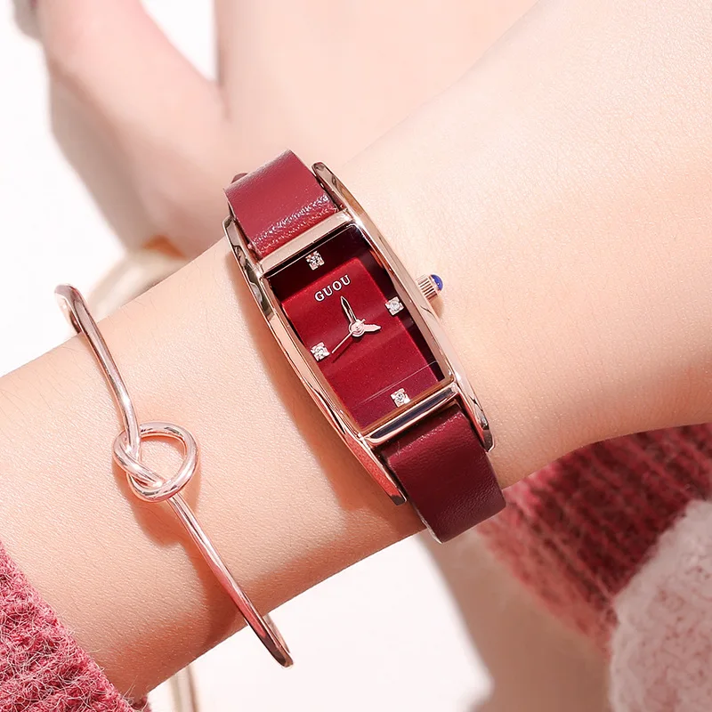 

FASHION RETRO WOMAN WATCH SIMPLE EURO-AMERICAN SQUARE LADIES'WATERPROOF RIBBON WATCH WITH THIN LEATHER WATCHBAND G8085