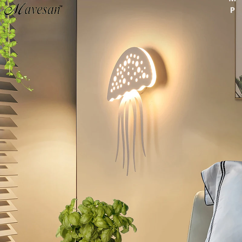 

Белый светодиодный настенный светильник Медузы для прикроватного коридора, гостиной, комнаты для хранения помещений, дома, декоративное бр...