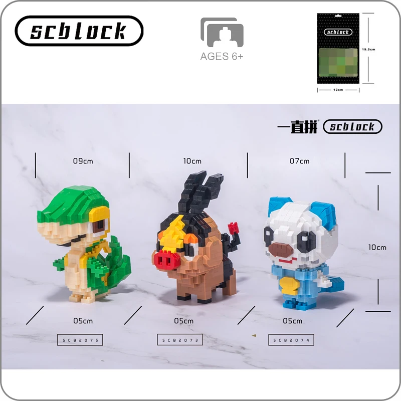 SC Pocket Monster Tepig Pig Oshawott Snivy змейка животное мини здание алмаз маленькие блоки кирпичи игрушки для детей новые в сумки