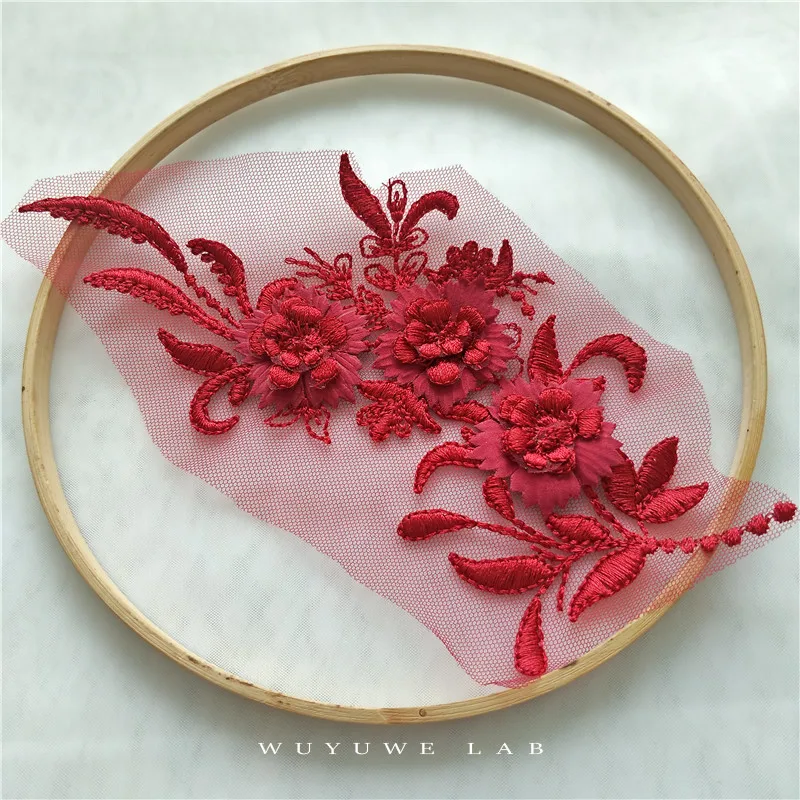 1 шт. цветные веназные 3D Цветы Кружевная аппликация свадебная вышивка сетка шитье