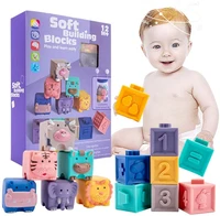 12pcs baby grasp toy silicone building blocks 3d sensory soft ball hand balls baby massage rubber teethers squeeze toy