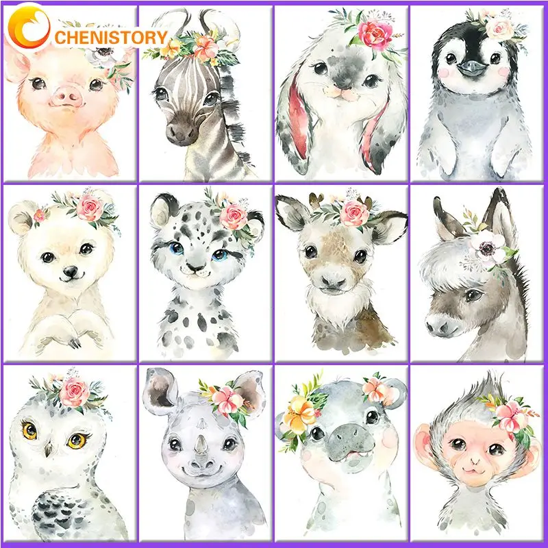 

CHENISTORY Pictures By Number Cartoon Aanimal Kits Home Decor Painting By Number Set Drawing On Canvas HandPainted Art DIY Gift
