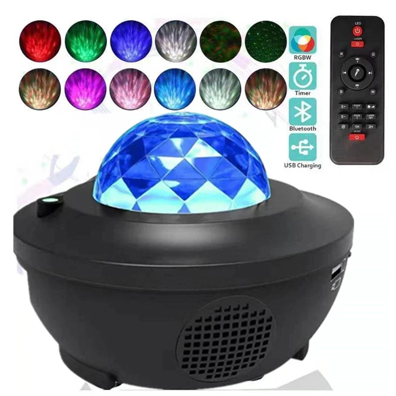 Светодиодный Звездный Ночной светильник музыка звездная водная волна красочный