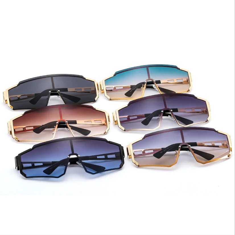 

2021 New Fashion Big Square Sunglasses Men's Gradient Siamese Lens Sun Glasses Male Outdoor Driving Windproof Glasses UV