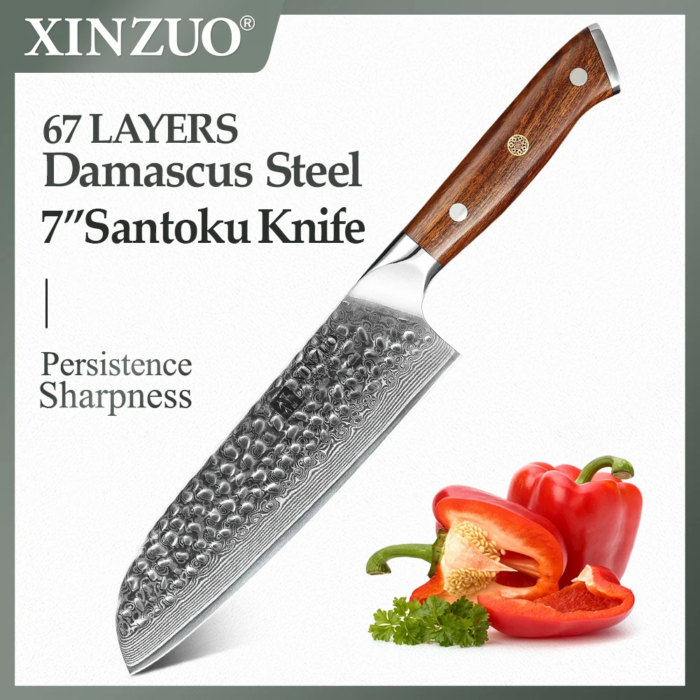 XINZUO 7 ''Santoku Ножи Япония Дамасская Сталь высокое качество Кухня шеф повара