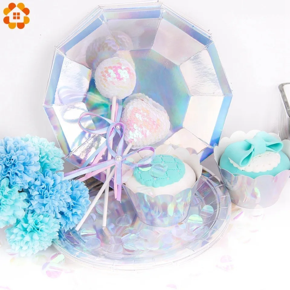 1 Набор розовых/серебряных лазерных одноразовых столовых приборов бумажные