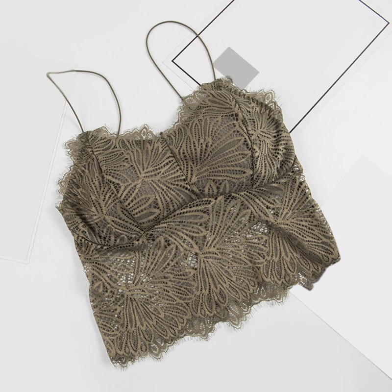 

Women's Underwear Female Lace Floral Embroidery Hollow Deep V Neck Beauty Back Without Steel Ring Gather The Chest Bra 2021