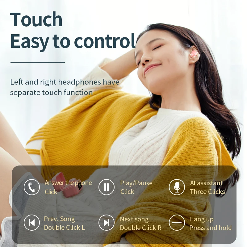 Новинка 2020 легкие стереонаушники TWS с Bluetooth беспроводные наушники сенсорным
