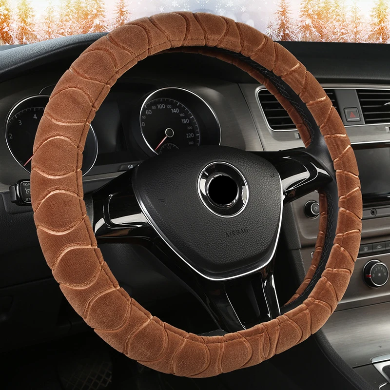 Auto D Shape Steering Wheel Cover Universal Soft Warm Braid On The Covers Handle Plush Set Car Protector For Volkswagen | Автомобили и