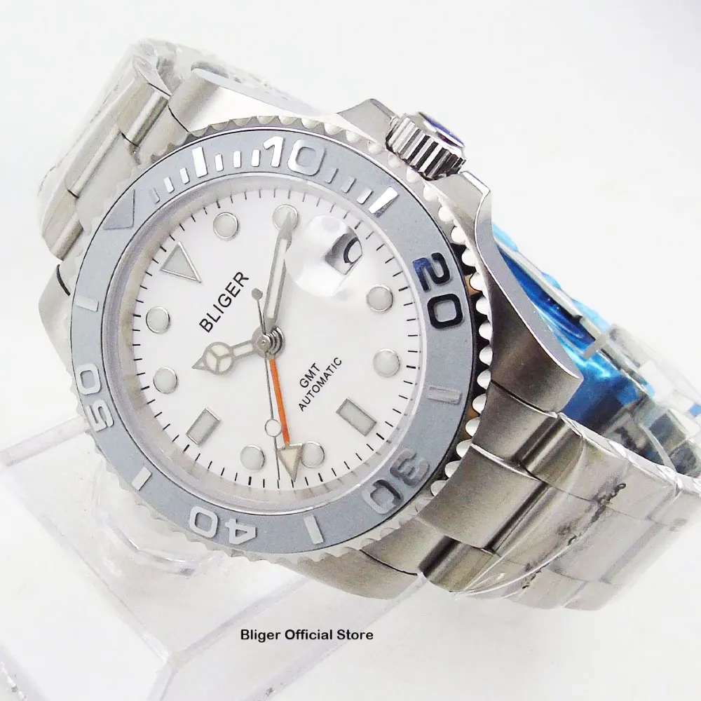 Механические Автоматические Мужские часы 40 мм функция GMT светящийся циферблат |