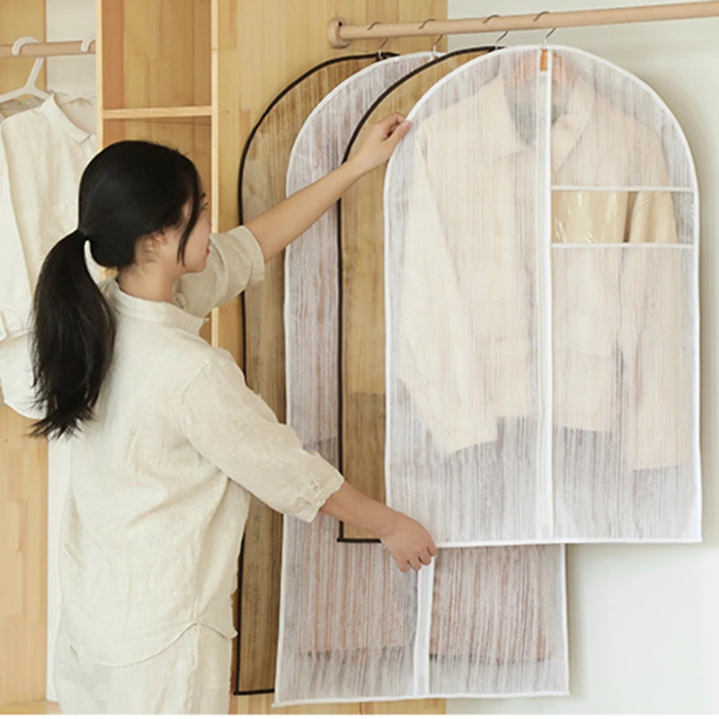 

Hanging Clothes Dust Cover Protector Case Long Non-woven Fabric Storage Bag Suit Dust Bag Coat Dust Cover Wardrobe Hanging Cloth