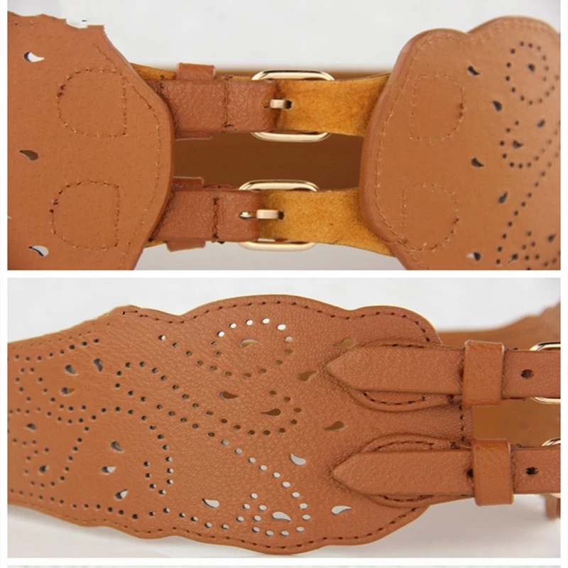 

2020 Fashion Elastic Wide Belt Women Strap Vintage Female Faux Leather Metal Pin Buckle Wide Belt Strap Solid Waistband Corset