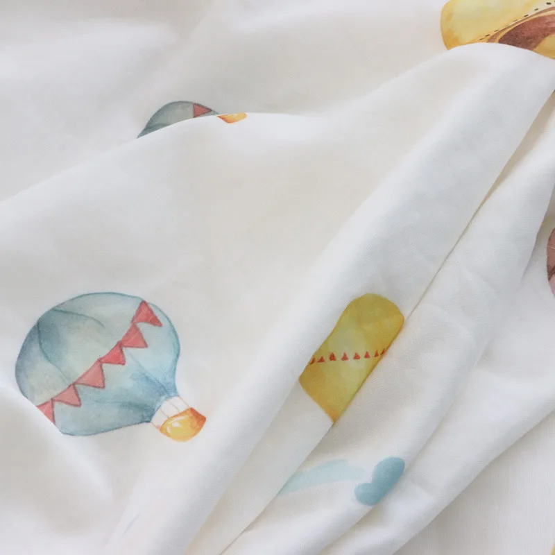 

Muslin Cotton Cute Balloon Printed Baby Blanket Fluffy Lightweight Summer Baby Wrap Newborn Bath Towel Infant Receiving Blanket