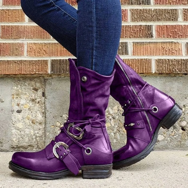 

2021 г. Новые осенне-зимние женские ботинки в стиле ретро с круглым носком, ремешком и пряжкой ботинки до середины икры Размер 43