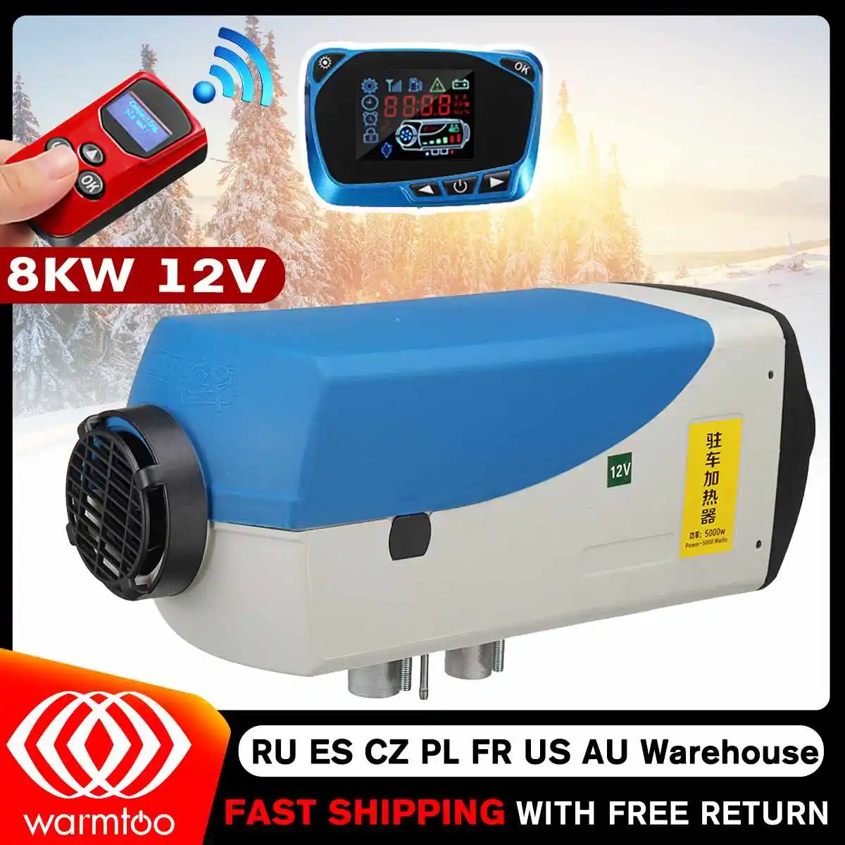 

Car Heater 8000W 12V Air Diesels Heater Parking Heater With Remote Control LCD Monitor for RV, Motorhome Trailer, Trucks,Boats