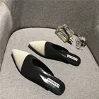 Новые стильные женские туфли на плоской подошве, Модные Остроносые вязаные полутапочки Baotou, женские летние повседневные женские мюли на плоской подошве, 2021