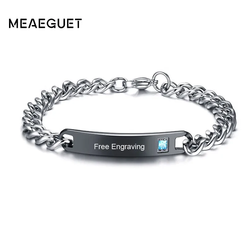 Браслет Curban мужской из нержавеющей стали браслет с голубым кристаллом