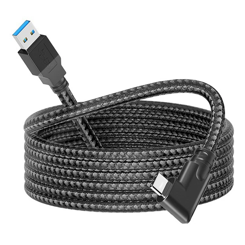 

Зарядный кабель USB с нейлоновой оплеткой, черный высокоскоростной кабель передачи данных типа C для Oculus Quest 2 (5 м)