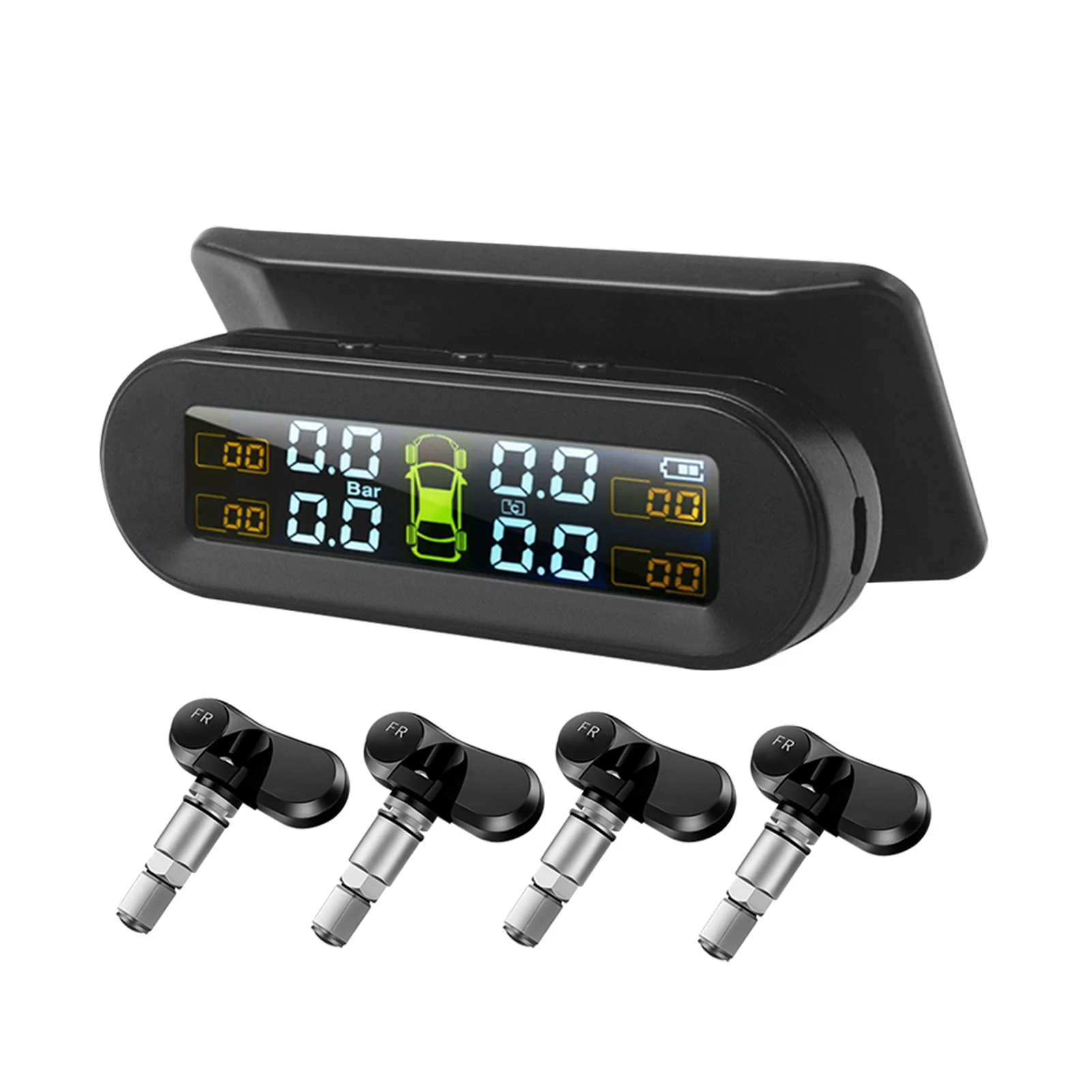 

Universal USB Charging Wireless Transmission External Internal Sensor Car Tire Pressure Monitor Solar Power TPMS HD Display