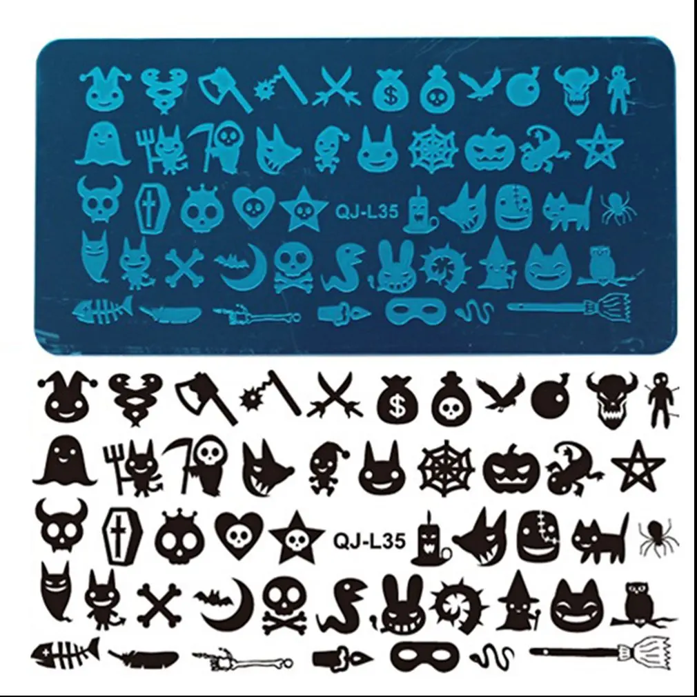 Прямоугольная пластина для ногтей шаблон печати инструмент Рождественский лес