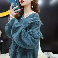 fashion tassel women pull sweaters 2021 new short style sweater jumpers loose style harajuku chic short sweater twisted pullover